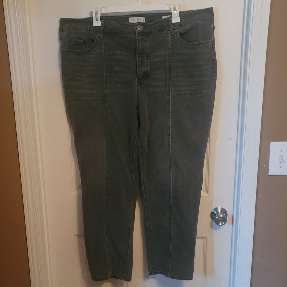 Jessica Simpson Gray Flirt Button Fly, Straight Leg Jeans